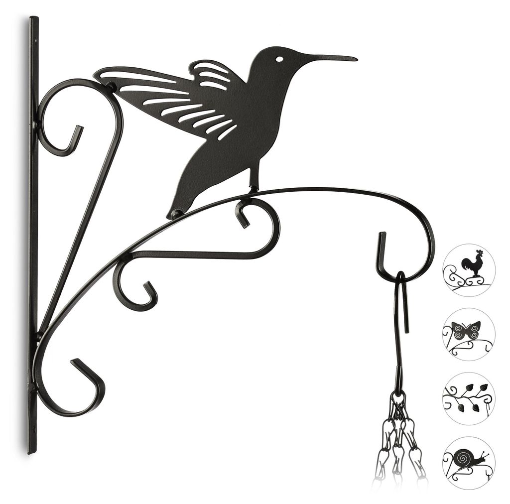 Relaxdays Blumenhaken mit Vogel, Blumenampelhalter für Produktbild 