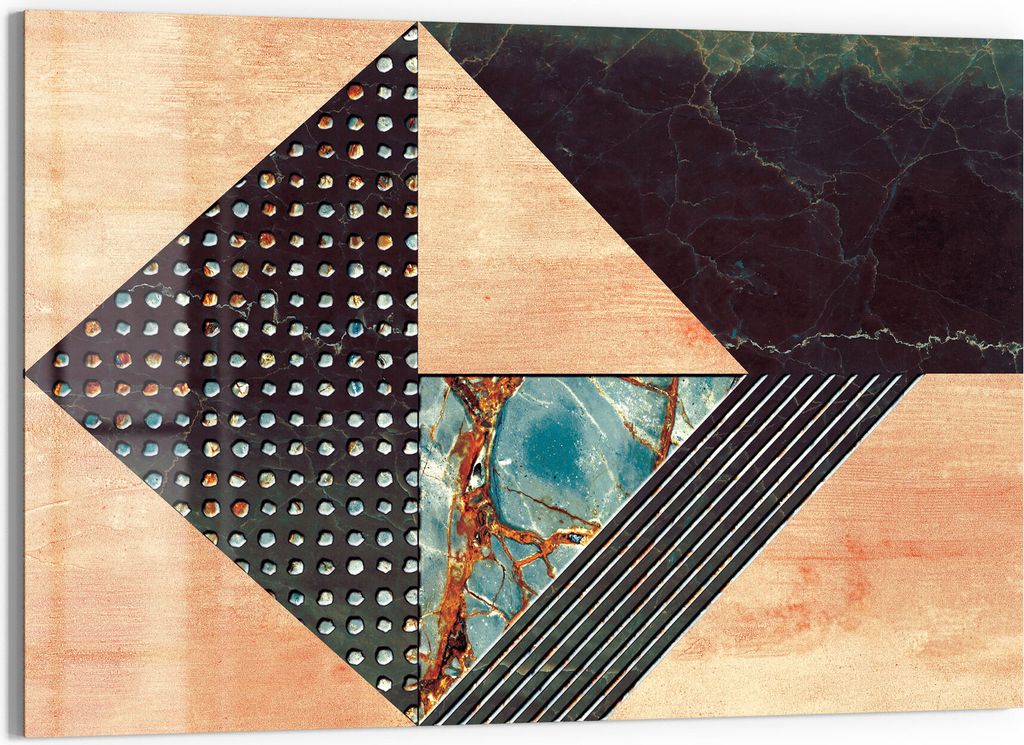 DEQORI Glasbild Echtglas 90x60 cm 'Dekoratives Fliesendesign' Wandbild Bild modern Deko