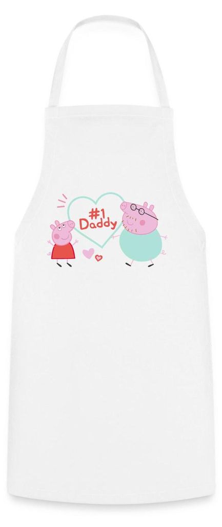 Spreadshirt Peppa Pig Design No. 1 Daddy: Peppa & Papa Wutz Kochschürze, One size, Weiß