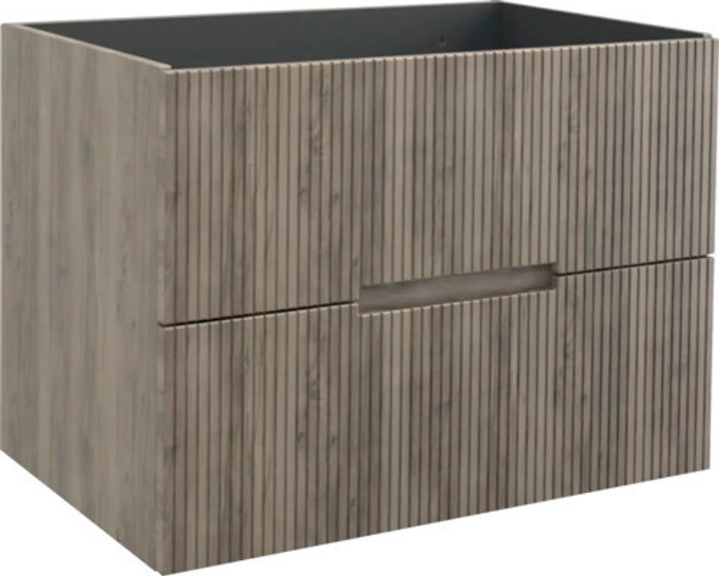 Jungborn Waschbeckenunterschrank SEDICI BxHxT 80 x 57 x 50 cm Frontfarbe nussbaum geriffelt inkl. Einzelsiphon