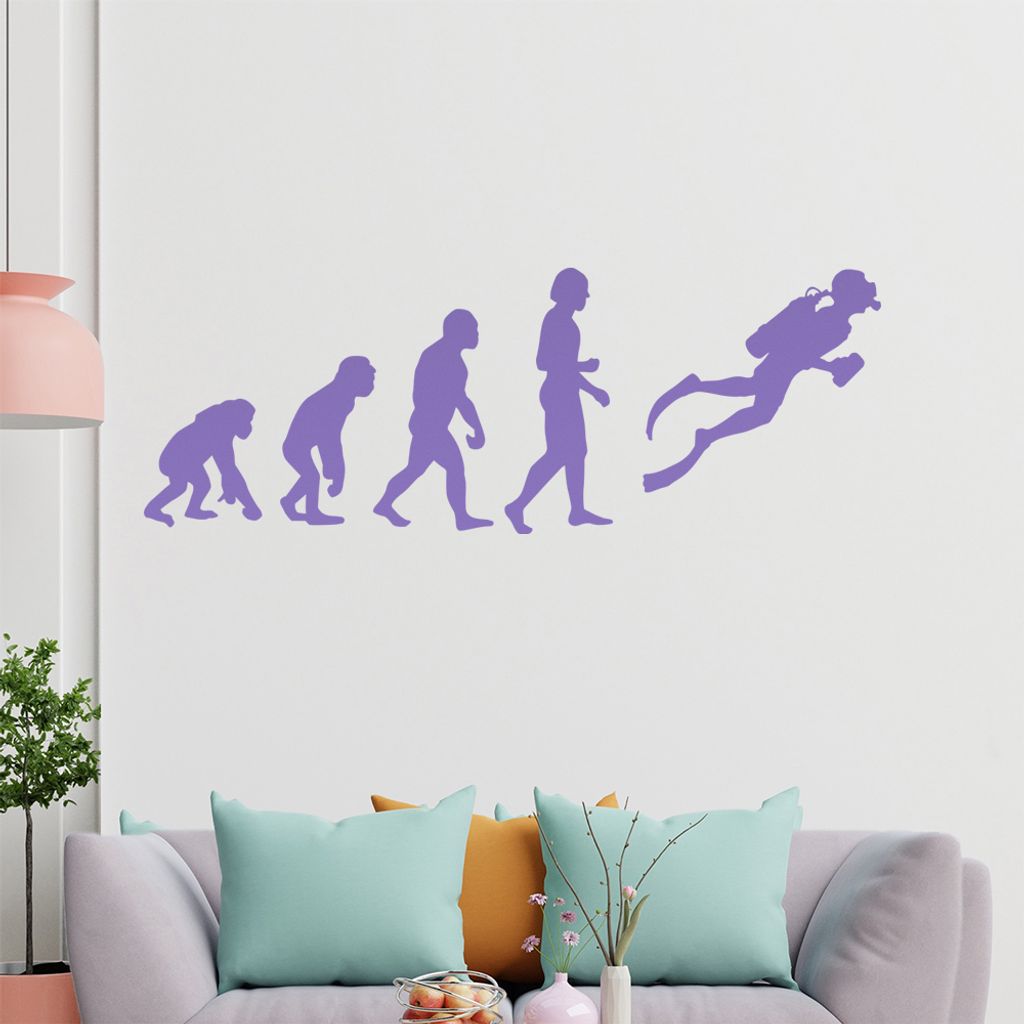 KIWISTAR Evolution Taucher unter Wasser Darwin Wandtattoo in 6 Größen - Wandaufkleber Wall Sticker - Dekoration, Küche, Wohnzimmer, Schlafzimmer...