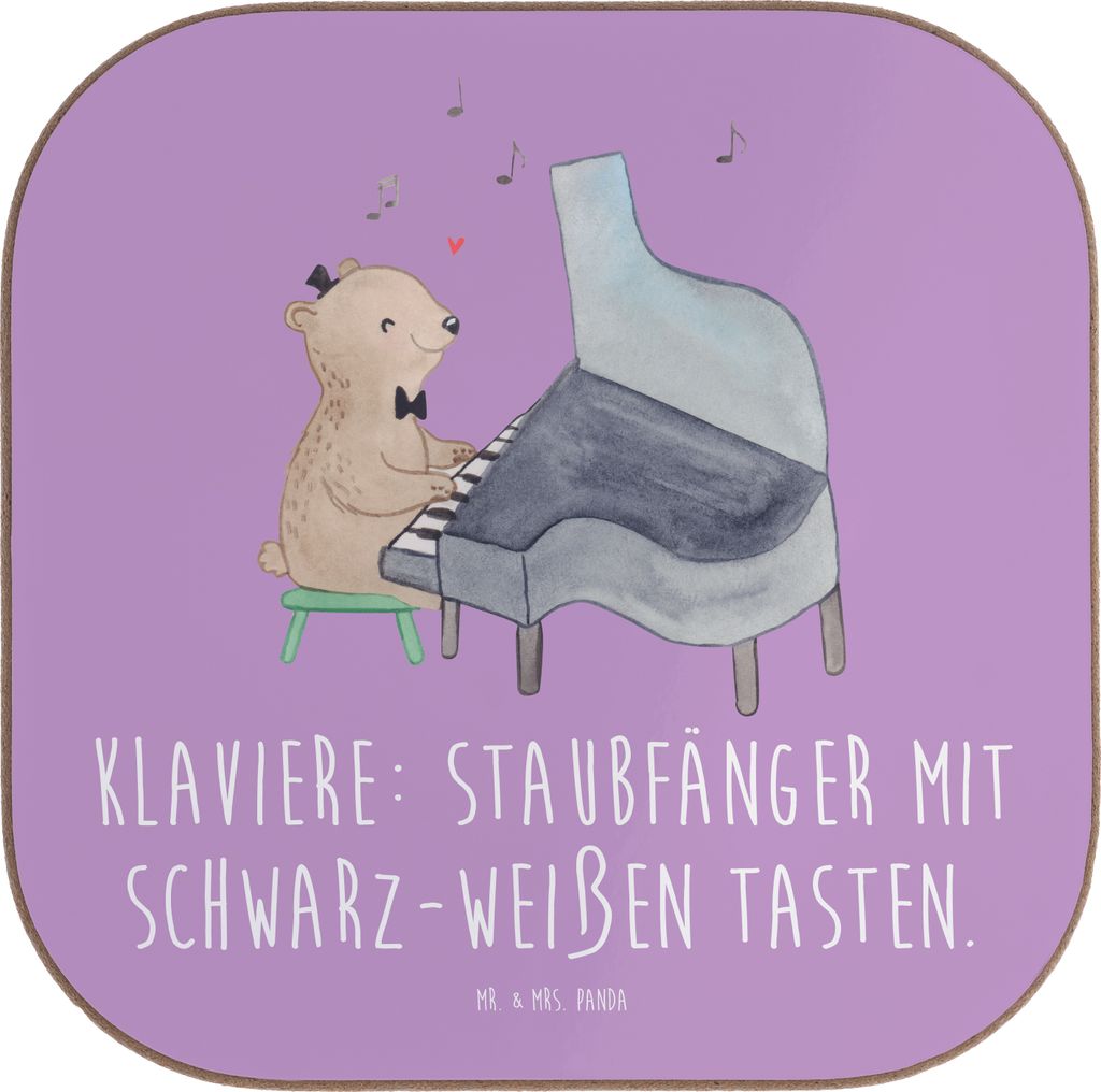 Mr. & Mrs. Panda Tassenuntersetzer Klavier Staubfänger - Lavendeltraum - Geschenk, Tasteninstrument, Lernen, Untersetzer für Gläser, gläserunte...