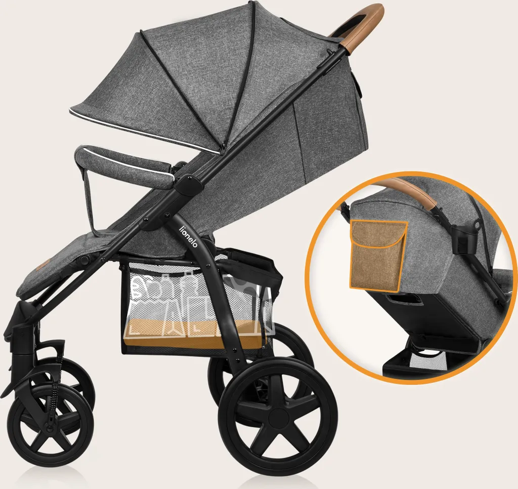 Poussette Canne Lionelo Annet Plus Pliable avec Position Allongée Grise