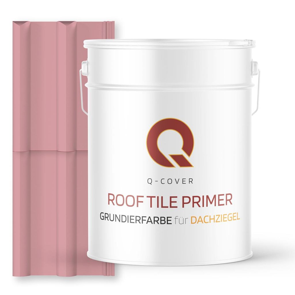 Grundierfarbe für Dachziegel Hellrosa RAL 3015 10 L | wetterfeste Dachbeschichtung | für Ziegel, Beton, Eternit | UV-beständig | Q-COVER