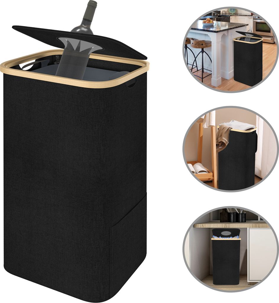 XMTECH Pfandflaschen Sammelbehälter 100L Bambus Produktbild 