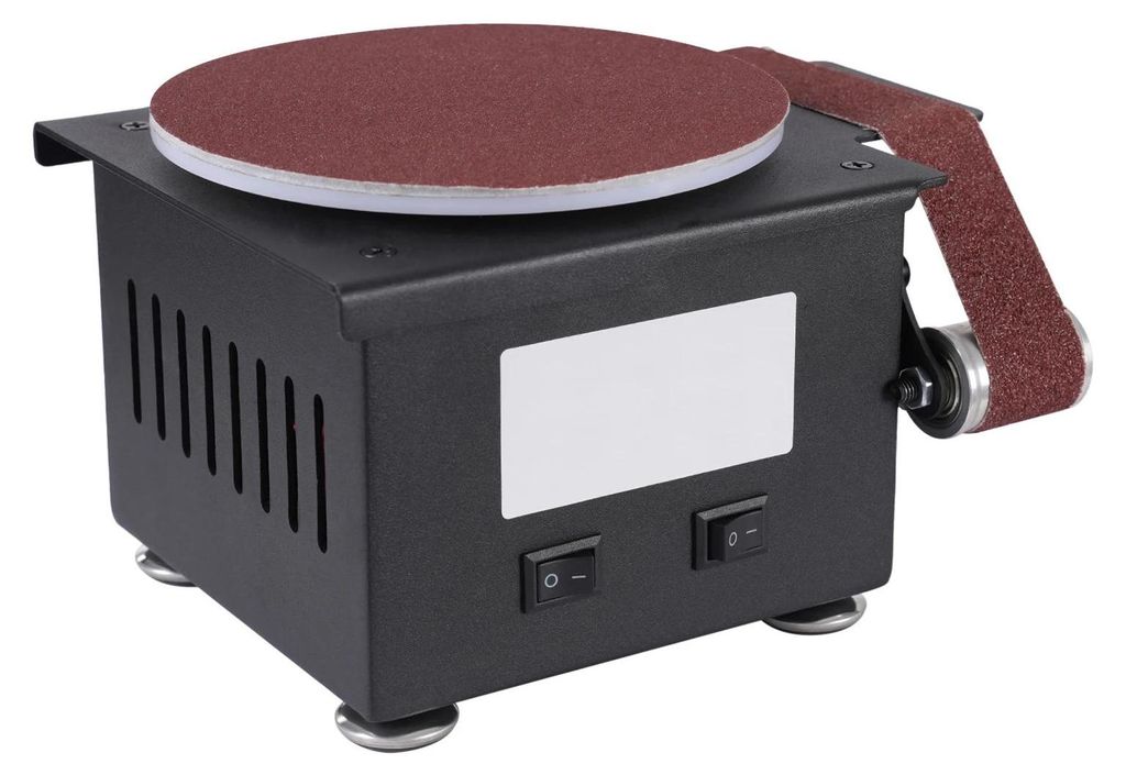 Mini Bandschleifer - Bandschleifmaschine - 100 W - 7 Stufen - Band 30×380 mm - Drehzahl 4250–8500 U/min - EU-Stecker - 10 Schleifbänder - Schwarz