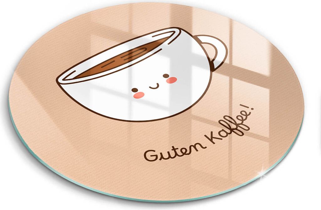 Glasschneideplatte - Herdabdeckplatte - fi40 cm - Schneidebrett - Spritzschutz - Motiv: Guten Kaffee!