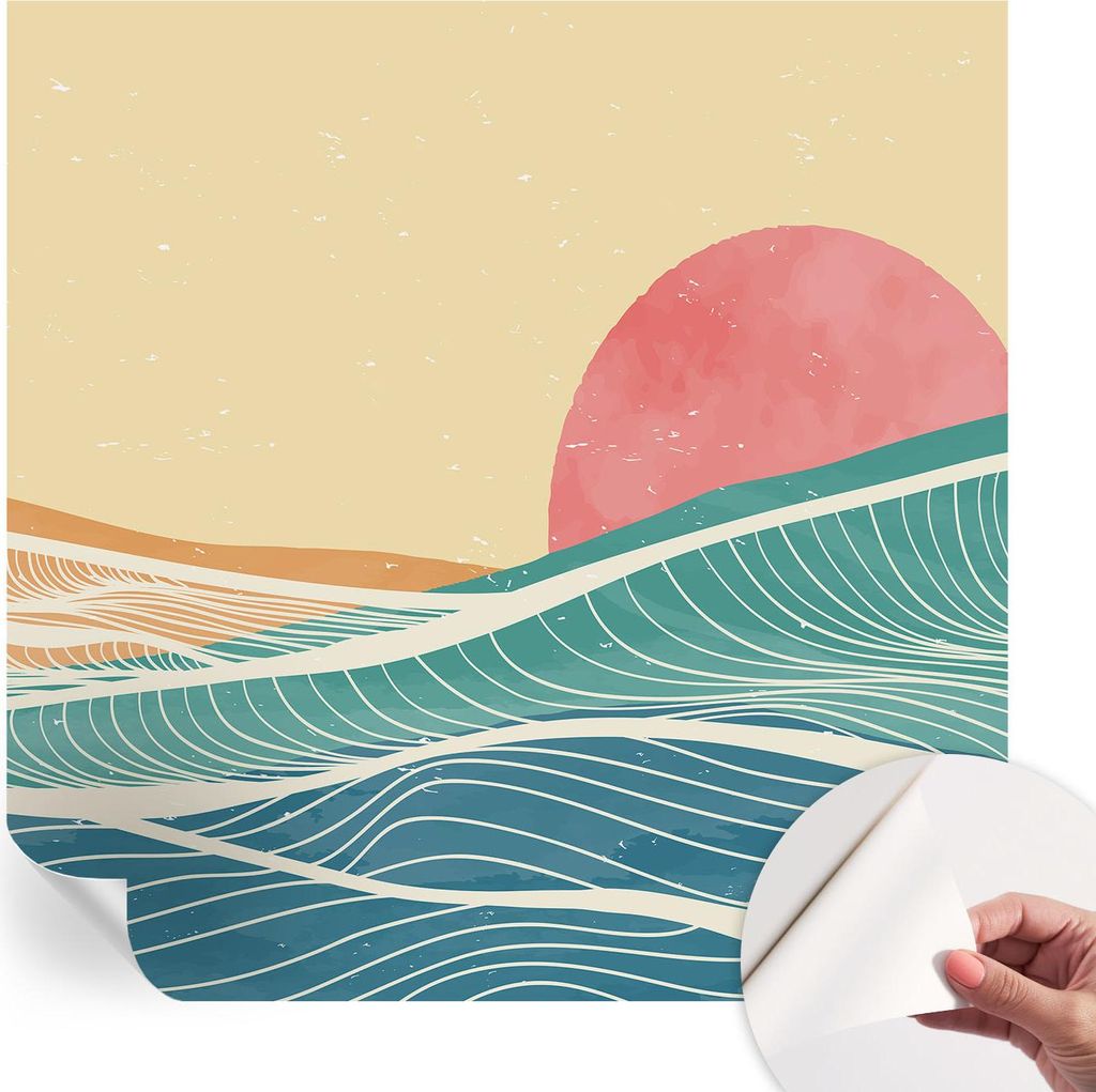 Selbstklebende Wandtapete - Dekorative Tapete für Wohnzimmer - Klebefolie für Wandbilder - Tapetenfolie für Wanddekoration - 250x250 cm - Meeres...