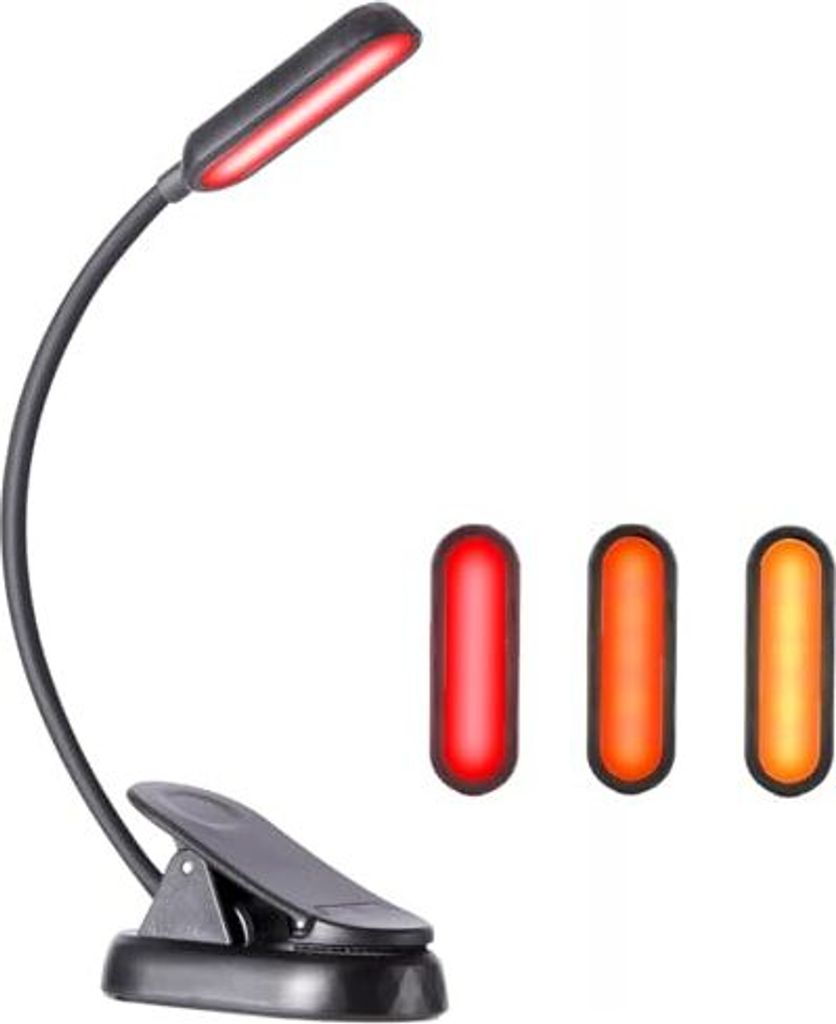 Amber Red Book Lights Lesen im Bett - (1600K)/Rot (625 nm) 8 LEDs, mehr als 30 Stunden lang anhaltende, USB -C -Ladung, wiederaufladbarer flexibler Cl
