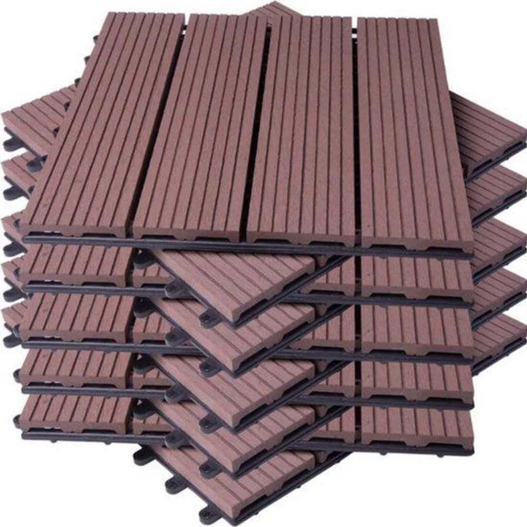 Lot de 11 Pavés à Emboîtement Marron Clair 30x30cm pour Sol de Jardin