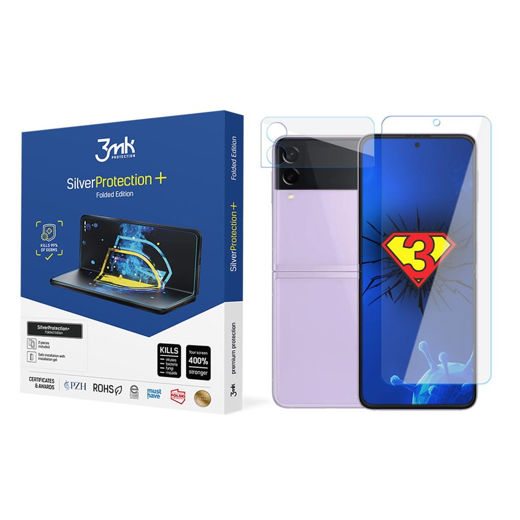 3mk Display Antimikrobielle Schutzfolie SilverProtection+ Folded Edition für Samsung Galaxy Z Flip 3 5G0