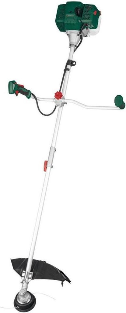A full-body studio shot of a PARKSIDE 3in1 Benzin Sense PBS 2 D4 Motorsense Freischneider against a white background.