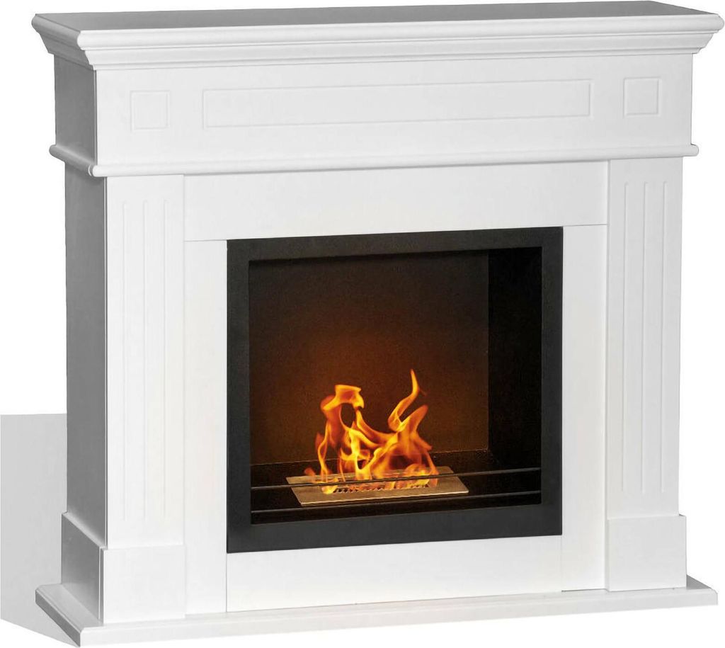 Bioethanol-Kamin Aradeo,–kologischer Kamin, Rauchfreies Feuer, Heizung mit Ethanol, Italy, 110x37 h102 cm, Weiß
