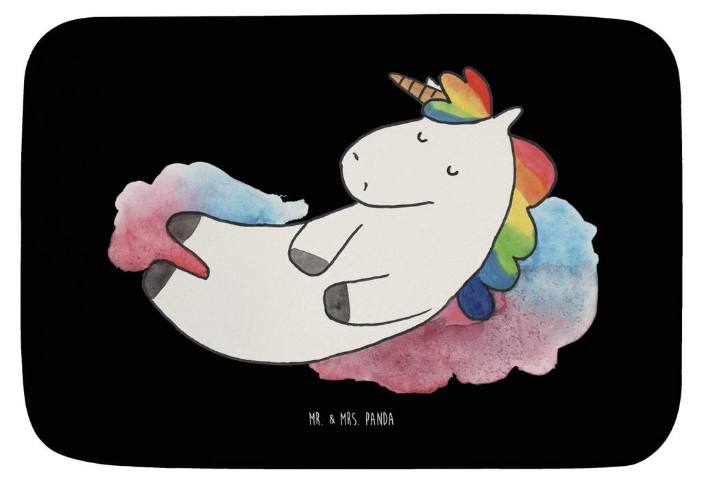 Mr. & Mrs. Panda Duschvorleger Einhorn Wolke 7 - Schwarz - Geschenk, Lustig, Verliebt, Einhörner, Badteppich, duschmatte, Badvorleger, Menschen, B...