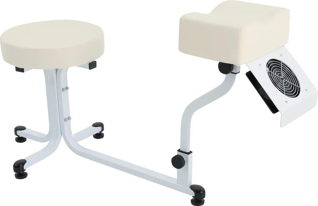 Siège de pédicure avec extracteur de poussière et support jambe blanc
