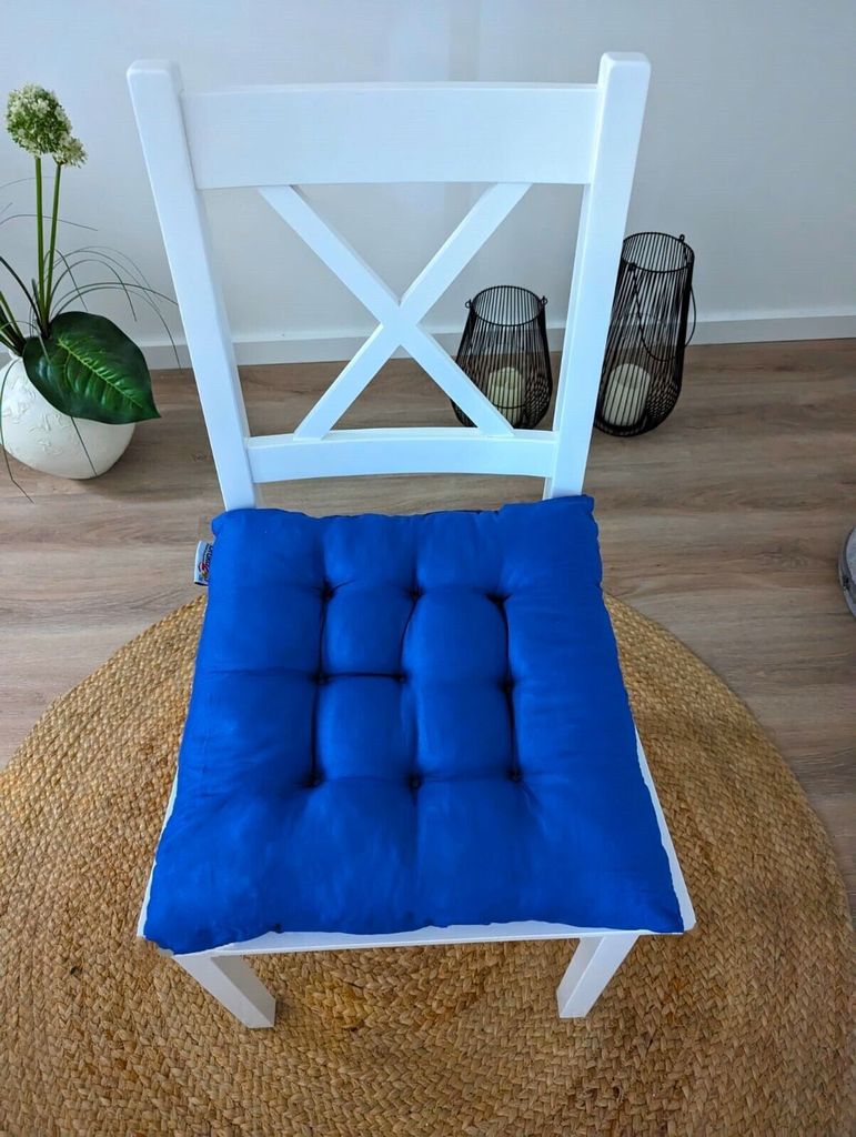 Sitzkissen PREMIUM Blau 6 cm Dicke Stuhlkissen Kissen Stuhl