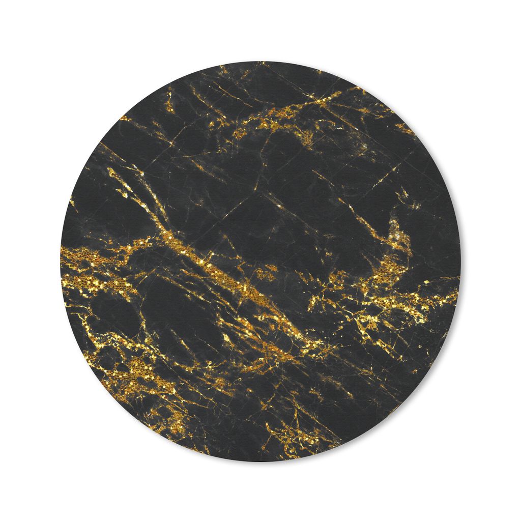 MuchoWow Mauspad Mousepad Marmor - Gold - Schwarz 20x20 cm - Mousepads - Maus Mat - Pad - Mausunterlage - Schreibtischmatte