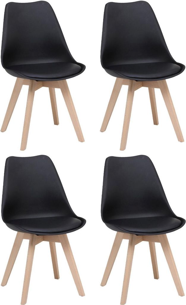 Stühle - Braun - Schwarz - Holzgestell - Kunstleder - Kunststoff - 4er Set