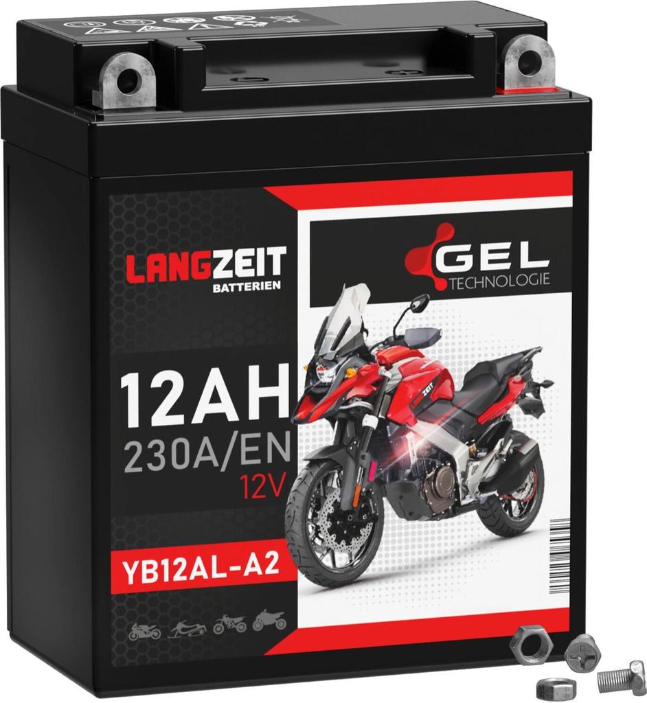 Langzeit Gel Motorradbatterie YB12AL-A2 12Ah 12V Produktbild 