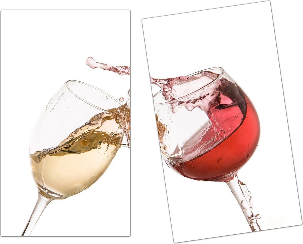 Spritzschutz Herdabdeckplatte Schneidebrett aus Glas Weinglas Toast 2-Teilig (60x52cm)
