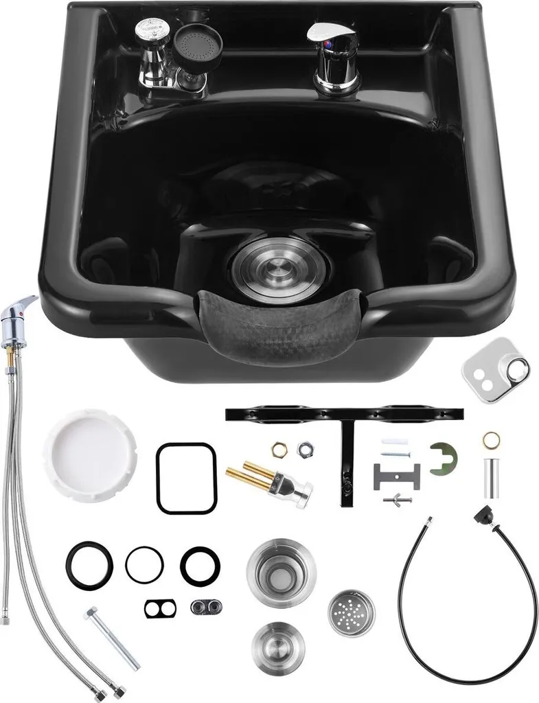 Bassin de lavage ergonomique en ABS noir anti-rayures pour coiffeurs