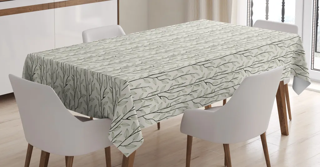 ABAKUHAUS Tovaglia Rettangolare Foglie D'Autunno E Rami – 140x200 Cm – Tessuto Poliestere Setoso, Impermeabile E Antimacchia – Per Sala Da Pranzo, Cucina E Feste