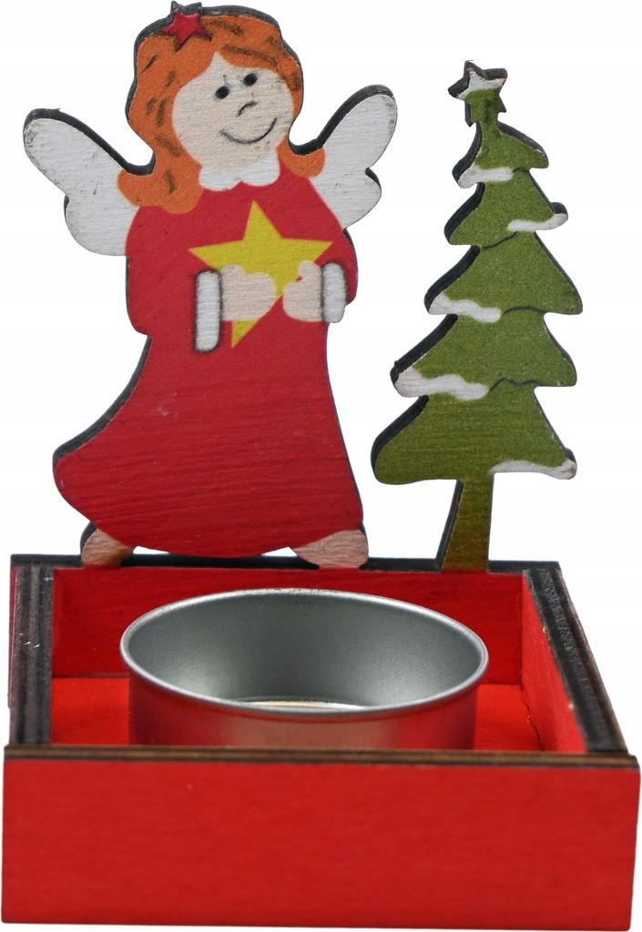 Weihnachtsdeko Holz Teelichthalter - Rentier Weihnachtsmann Engel - Tischdeko Kerzenhalter