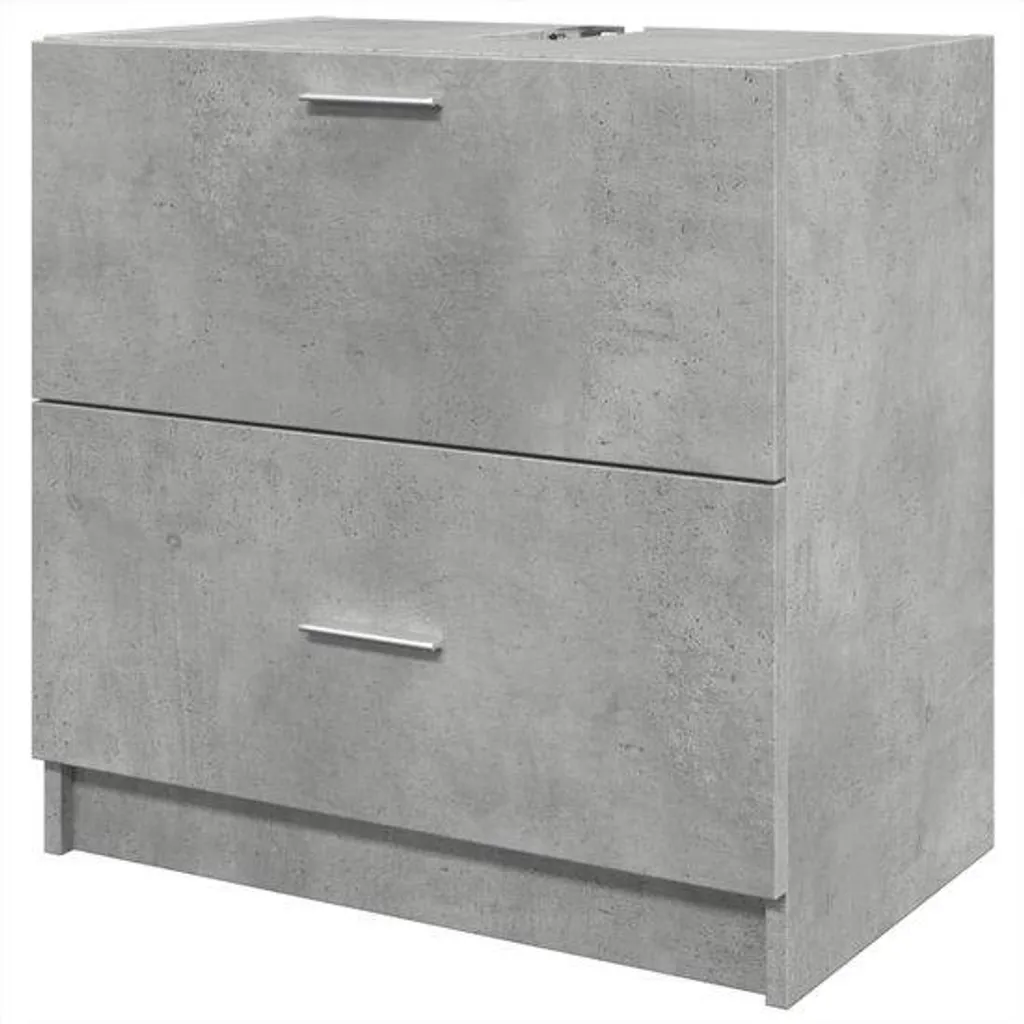 Meuble salle de bain bois gris béton 59 cm : stop à l'humidité et désordre