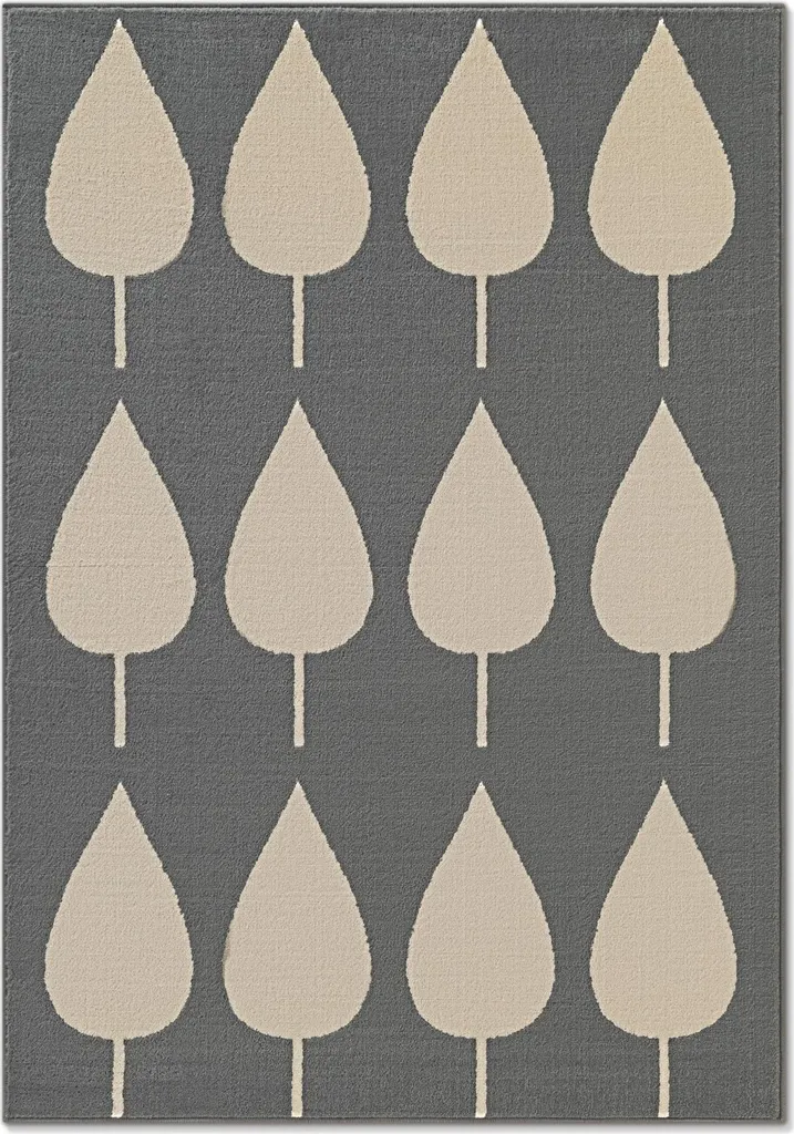 Tapis Enfant Lovely Leaves Hanse Home Lavable en Bleu et Crème 100x150 cm