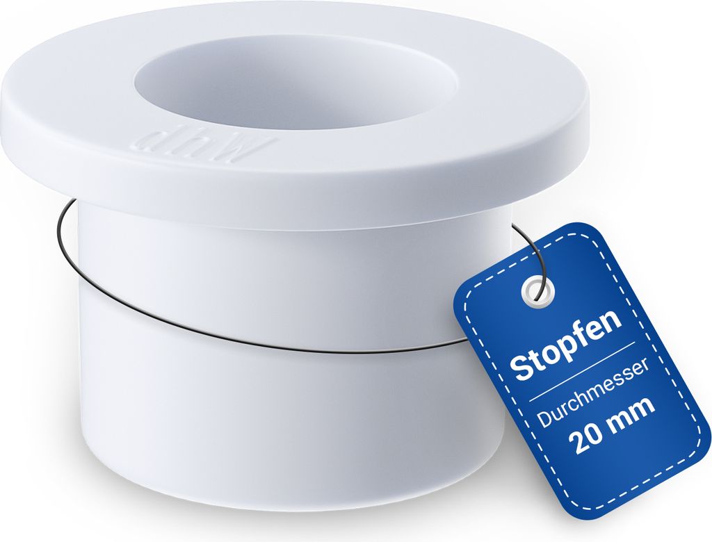 Stopfen 20 mm rund Rohrkappe Rohrstopfen PVC-Endkappe Fitting für Ablauf
