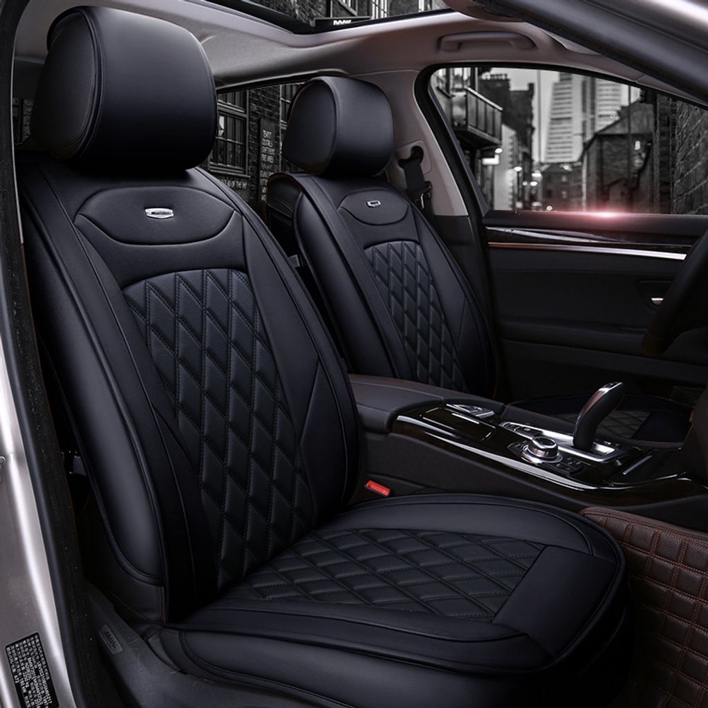Luxus Full Set Auto Vorne Hinten PU Leder Autositzbezug Kissen 5D Atmungsaktiv