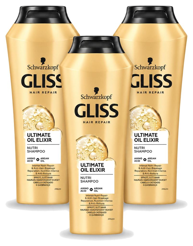 3 x Gliss Kur Ultimate Oil Elixir Shampoo - 250 ml - Productafbeelding 