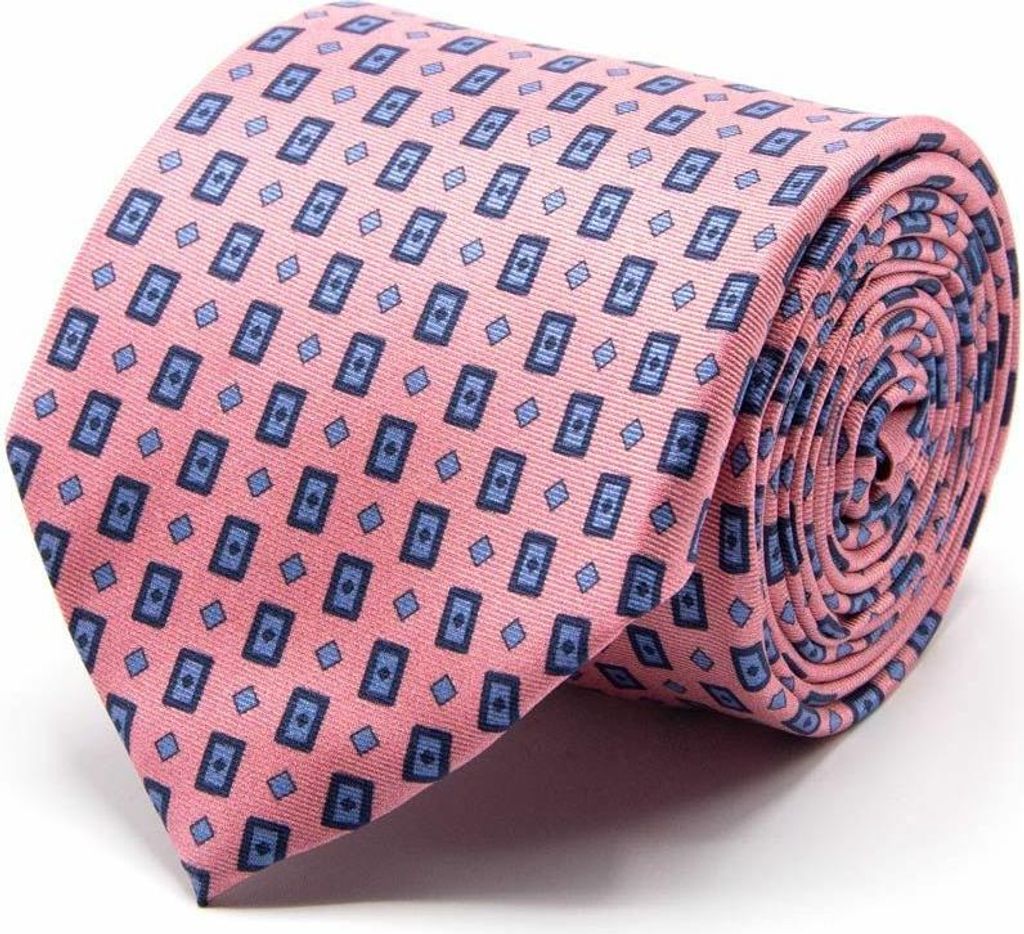Krawatte für Herren in der Farbe Rosa mit einem geometrischen Muster, Einheitsgröße