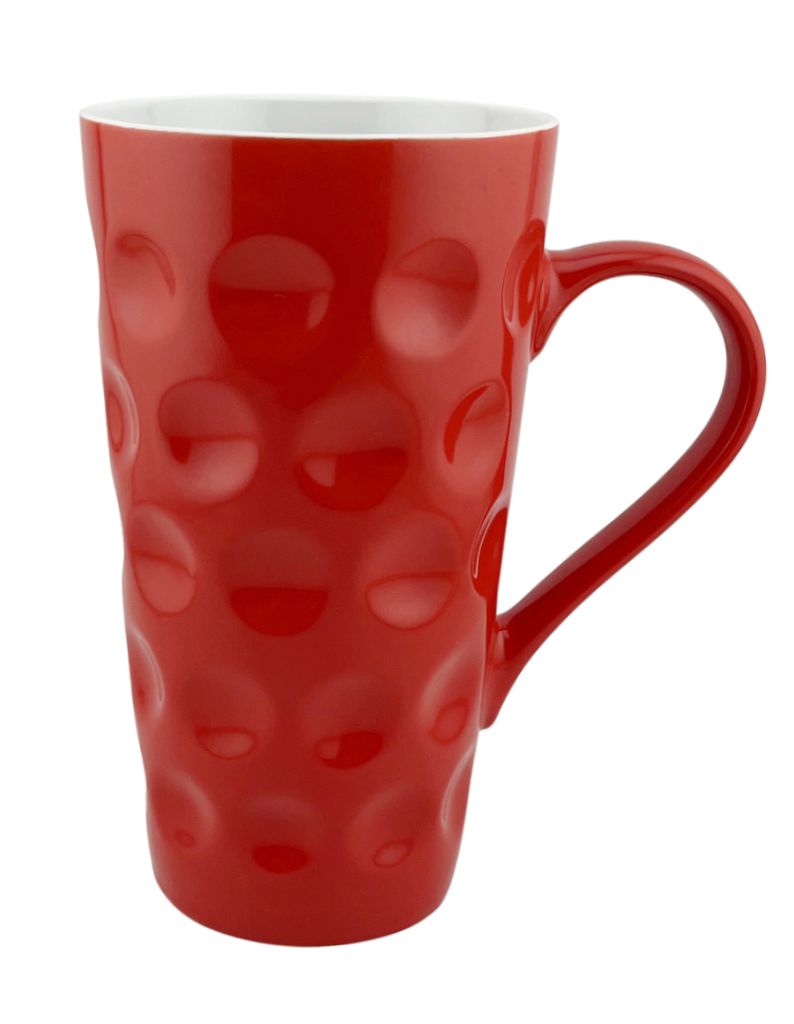 Dubbetasse rot 0,5 L ohne Aufdruck (durchgedubbt) - XXL Kaffeebecher, Jumbobecher aus Keramik, Pfalz Dubbetass für Kaffee, Tee, Glühwein