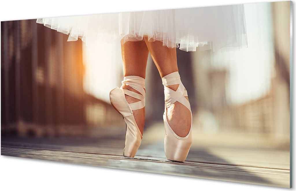 Glasbilder 100x50 Wandkunst Weiß Ballettschuhe Frau, die Beine