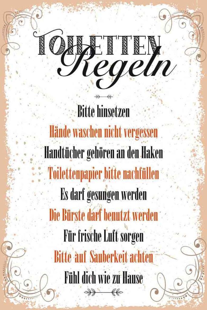 vianmo Holzschild 30x20 cm lustig Toiletten Regeln