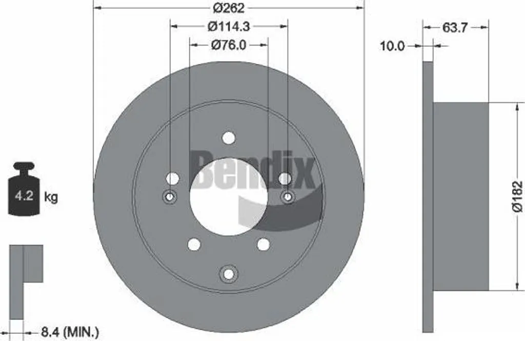 Disques de Frein BENDIX BDS1907 pour Kia Soul et Cerato - Qualité OE