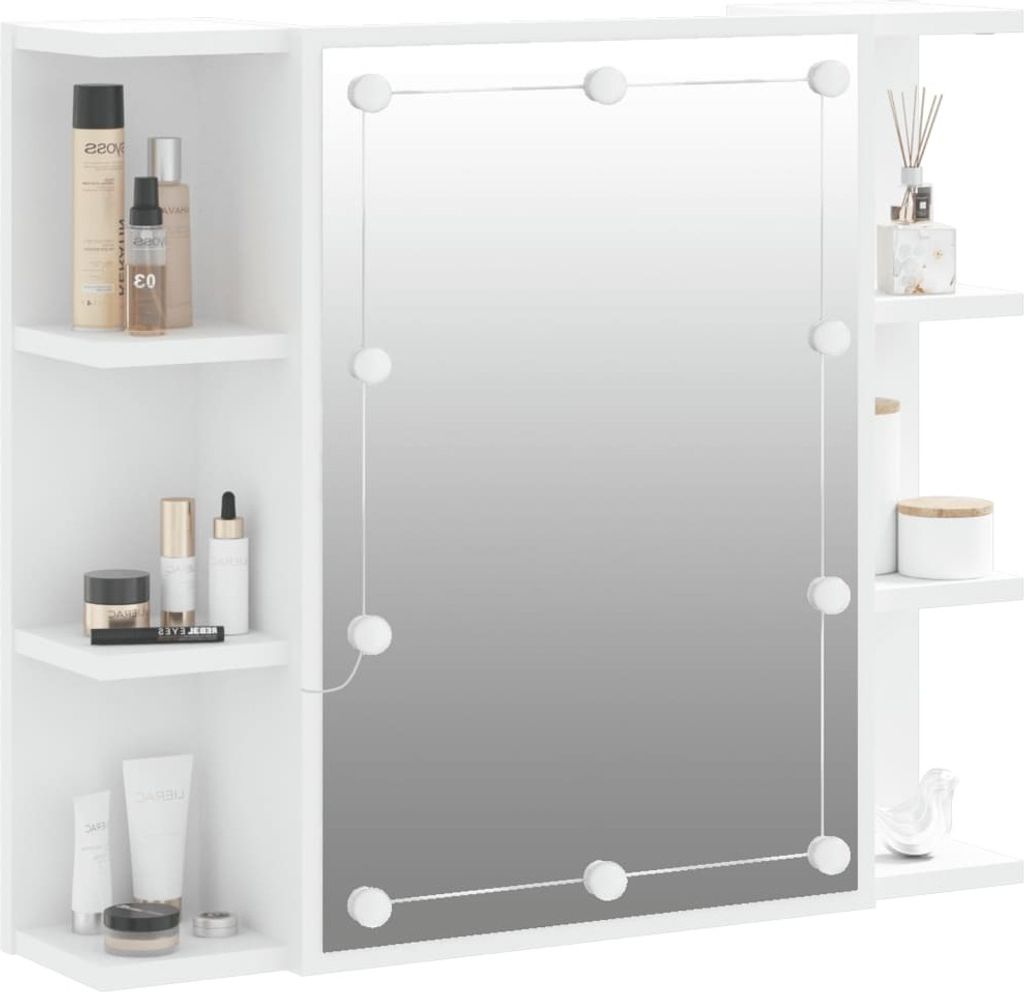 vidaXL Spiegelschrank mit LED Weiß 70x16,5x60 cm Produktbild 4