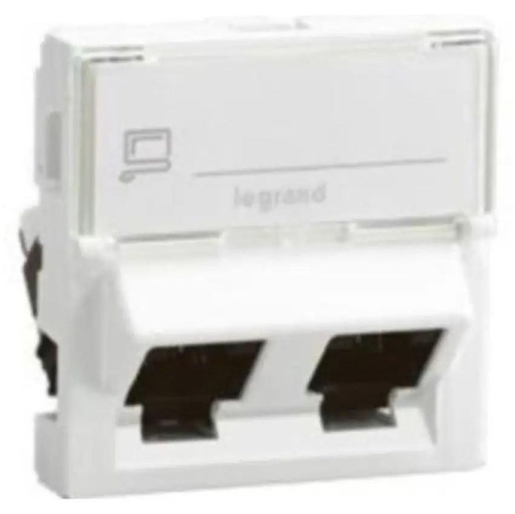 Prise informatique double CAT 6 FTP IP20 blanc MOSAIC Image du produit 