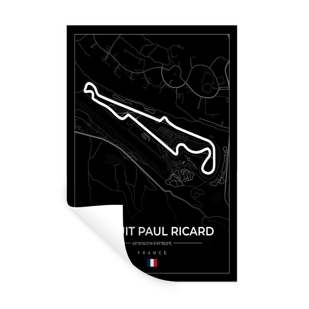 MuchoWow Wandtattoo Wandsticker Wandaufkleber Rennstrecke - F1 - Rennstrecke - Frankreich - Circuit Paul Ricard - Schwarz 40x60 cm Selbstklebend ...