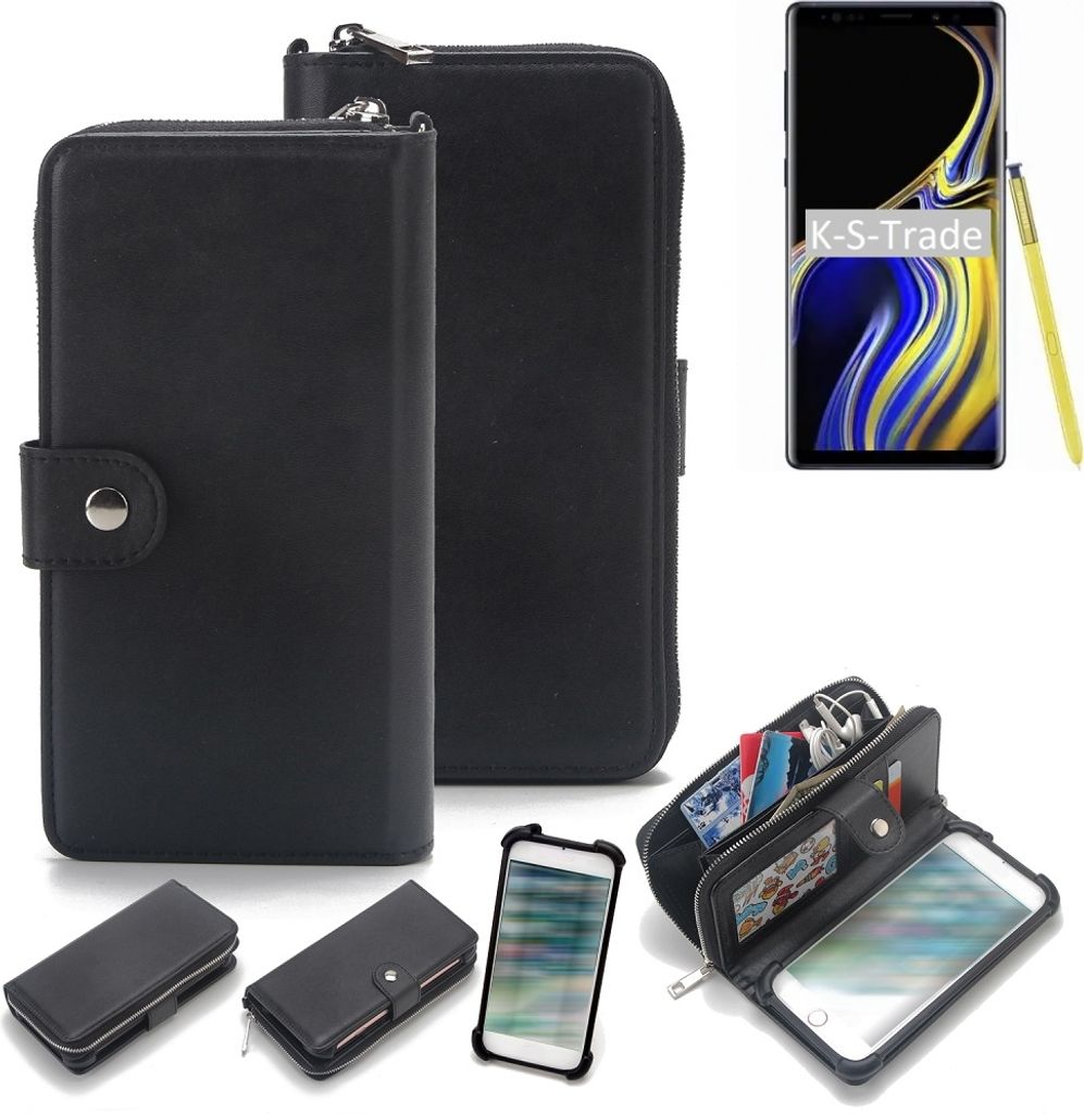 K-S-Trade 2in1 Handyhülle Schutzhülle kompatibel mit Samsung Galaxy Note 9 & Portemonnee Cover Handy Hülle Case Etui Geldbörse Wallet Bookstyle