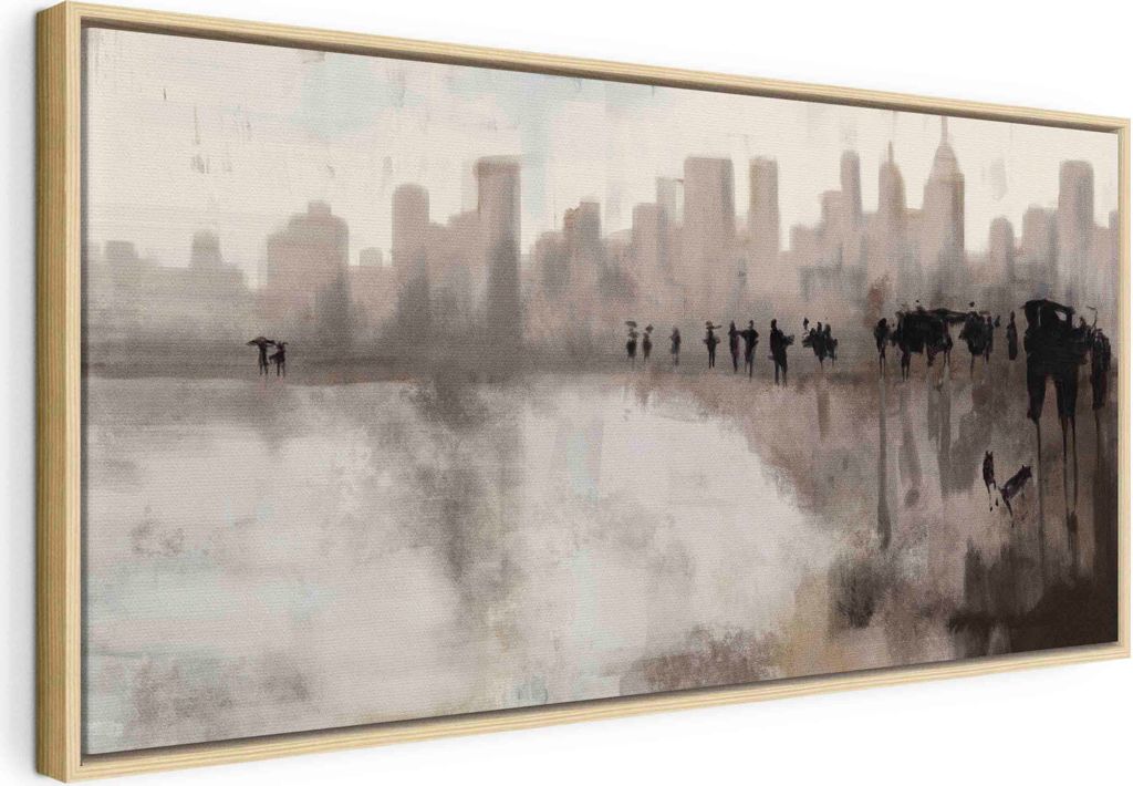 Italienischer Leinwand Leinwandbild - City in the Rain (1 Part) 120x60 cm Städte d-A-0114-b-a