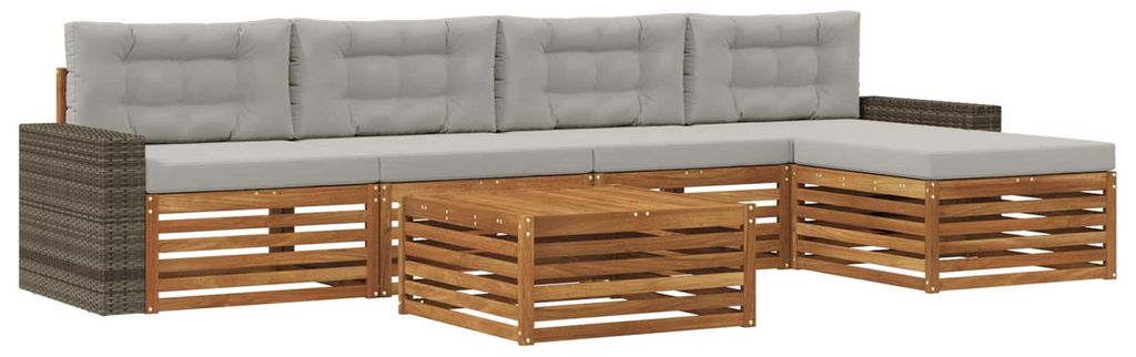 vidaXL Outdoor-Sofagarnitur 6 pcs Natürlich und Hellgrau