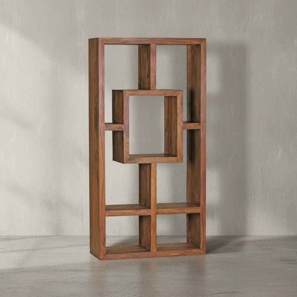 Bücherregal "Nako" Sheesham-Holz, Landhaus-Stil, Ablagefächer. 90x35x180 cm | Kadima Design