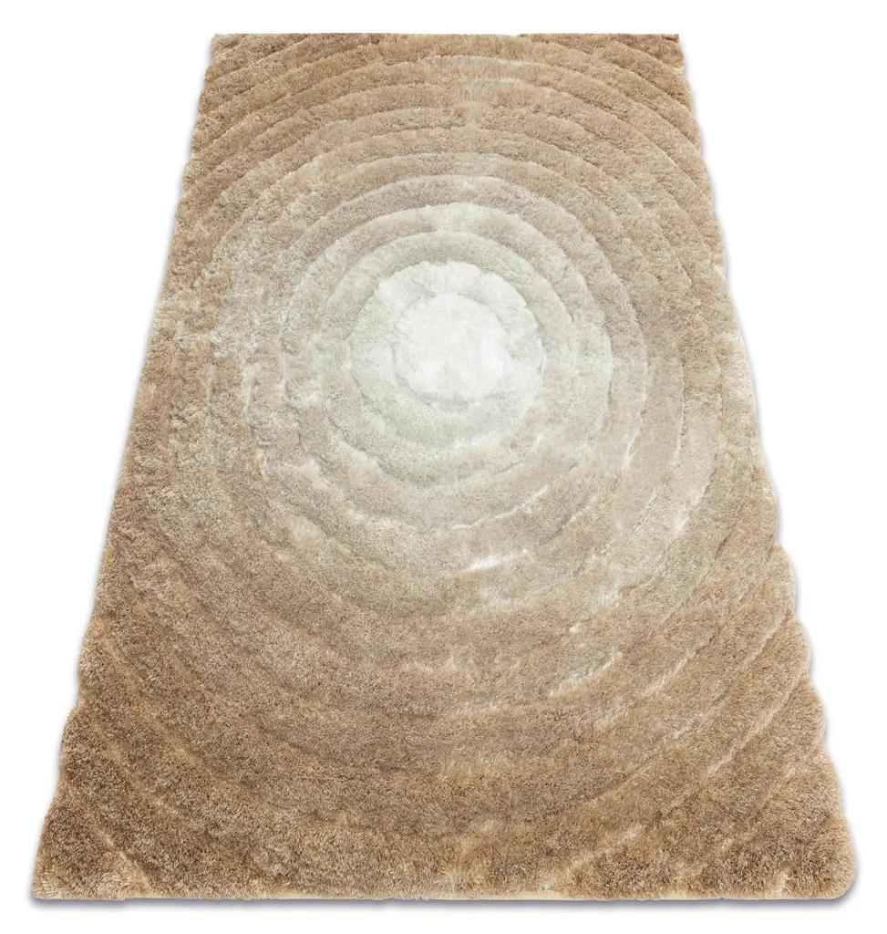 Tapis Beige Structural Shaggy à Effet 3D Cercles 120x160 cm Moelleux