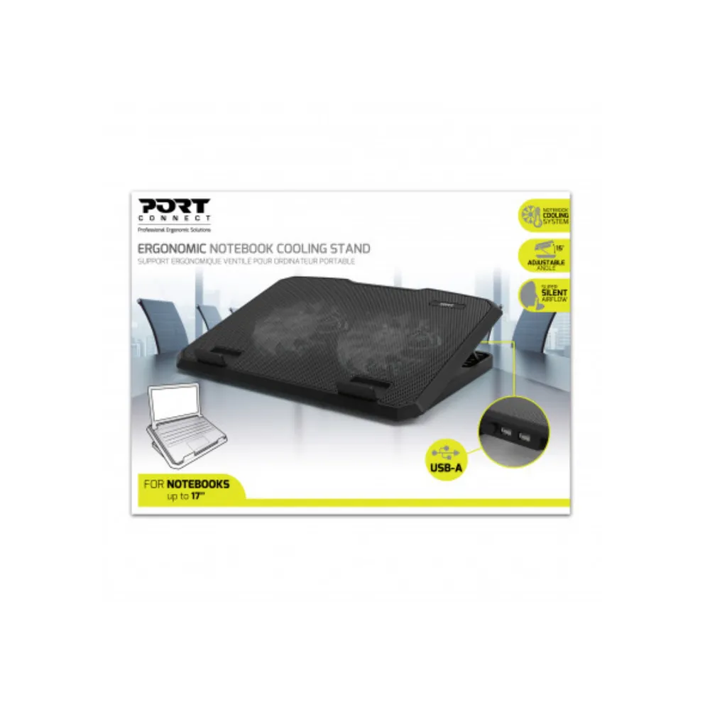 Port Connect 901099 Cooler Pro: Base Raffreddamento Notebook 17" Ergonomica