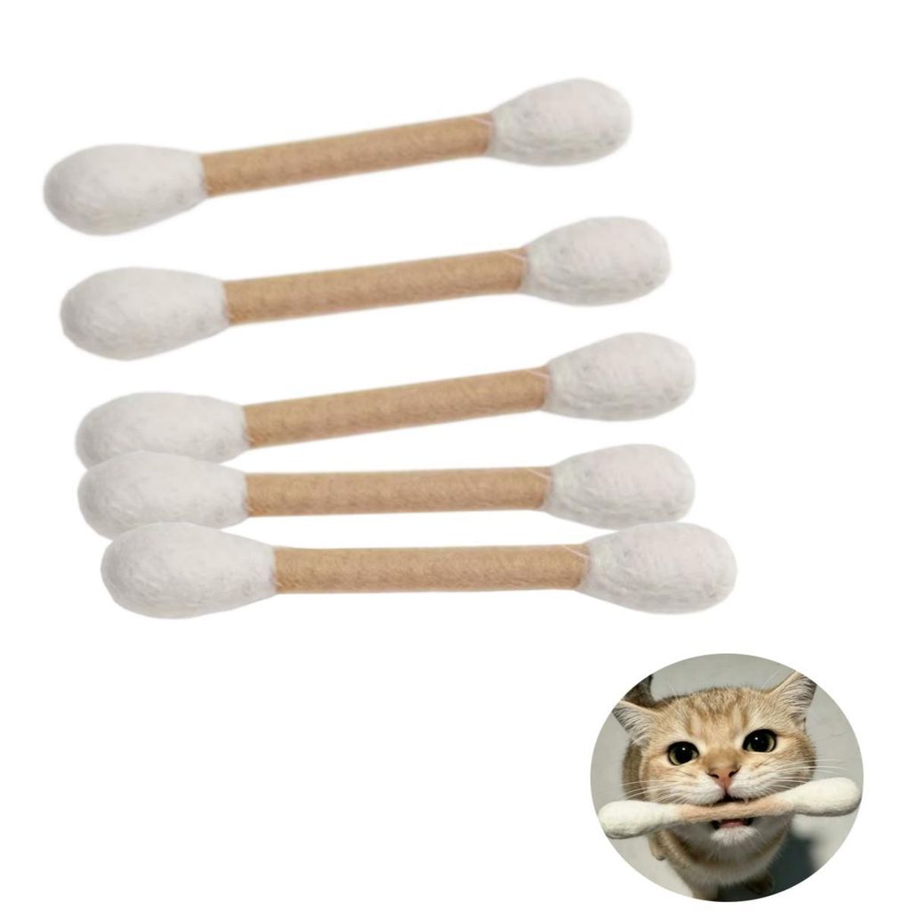 5 Stück Wattestäbchen Katzenspielzeug, mit Katzenminze, Produktbild 