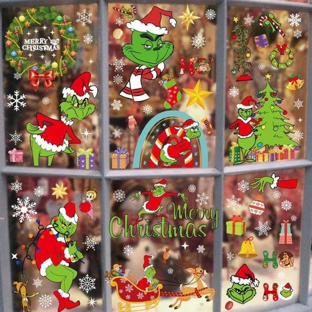 Autocollants en PVC Élan de Noël pour Fenêtres et Portes - Lot de 2 Pièces