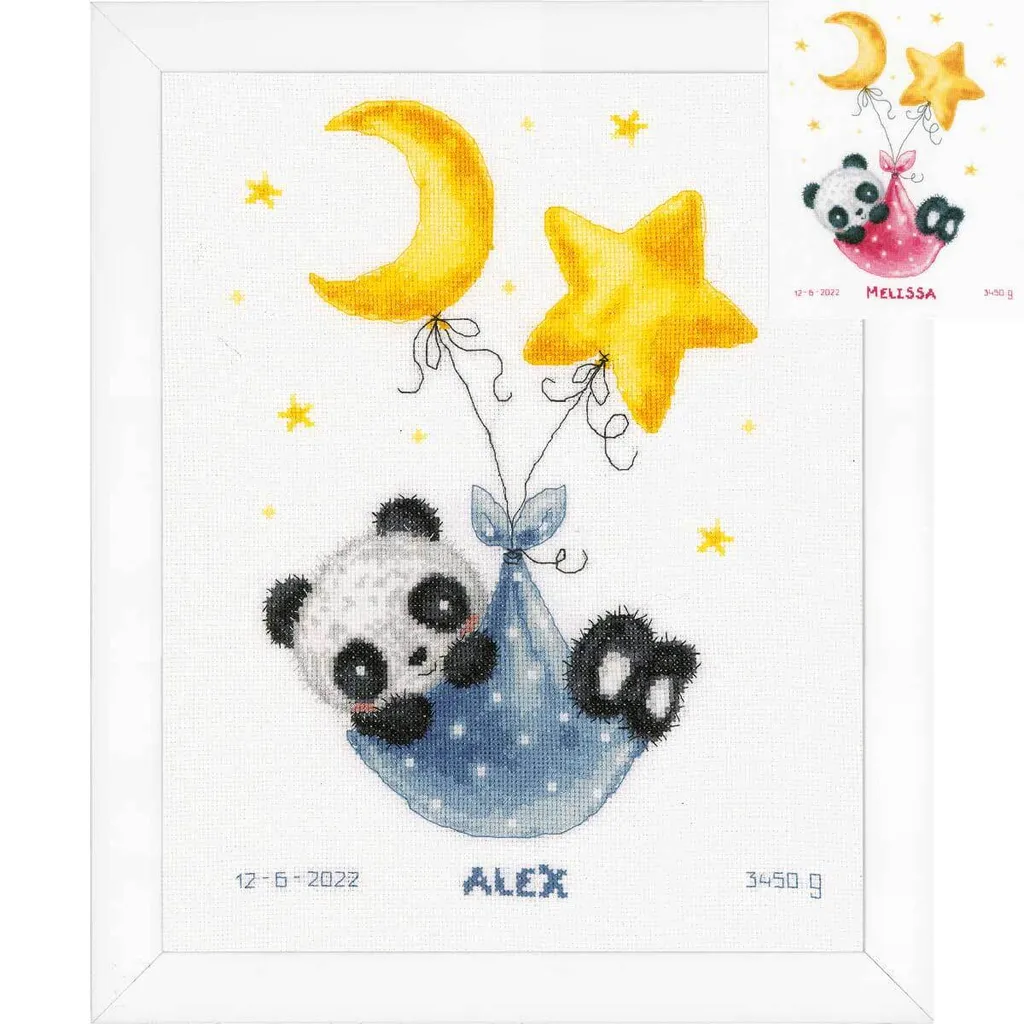 Kit Point de Croix Complet avec Fil Trié Motif Panda Relaxation 27x34