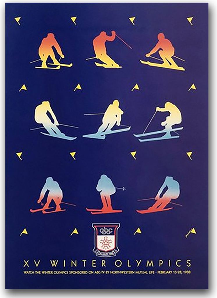 Poster - Canvas - Leinwand - 59,4 cm x 84,1 cm - Fotoposter - Leinwandkunst - Olympischen Winterspiele Ski